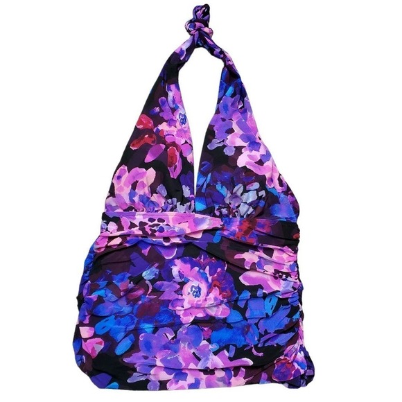 Magicsuit Divine April Tankini Swim Floral Adjustable Ruched Halter Top NEW - Picture 2 of 12